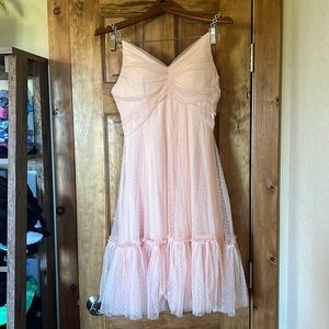 Soft Pink Rhinestone & Polka Dot Formal Homecoming Dress Size Small